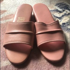 Vintage pink wedge Daniel Green Budoir slipper.